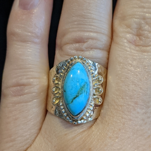 AZ Mohave Turquoise .925 Silver Ring size 9 - Picture 3 of 7